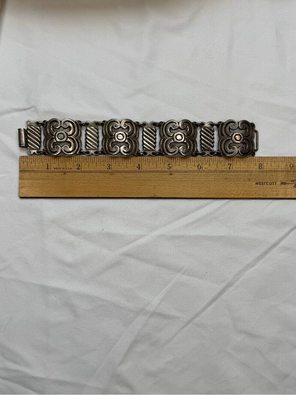 Vintage Mexican Sterling Silver 925 Bracelet 69 grams 8” Statement Western Link - Picture 6 of 11
